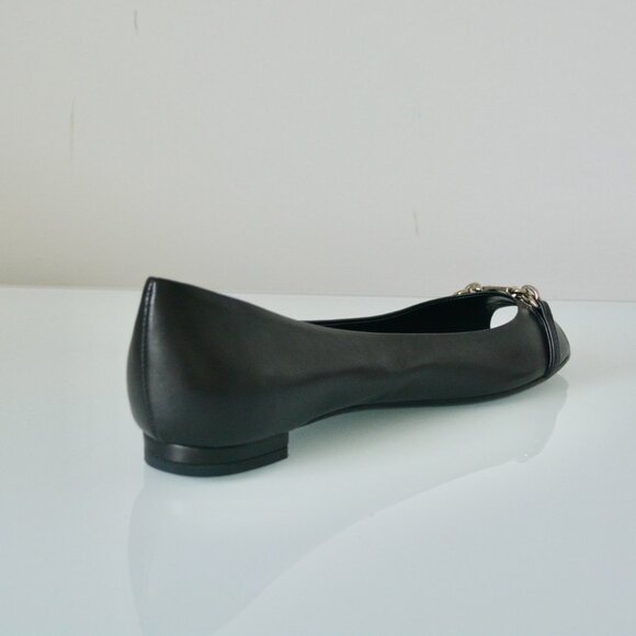 NIB GUCCI SALANDIA LEATHER PEEP TOE FLATS SHOES - Picture 2 of 10
